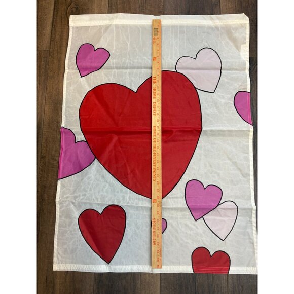 Vintage 1998 Heart Print Nylon Flag 28”x 40” Four Star Intl. Trading Co. - Picture 3 of 5